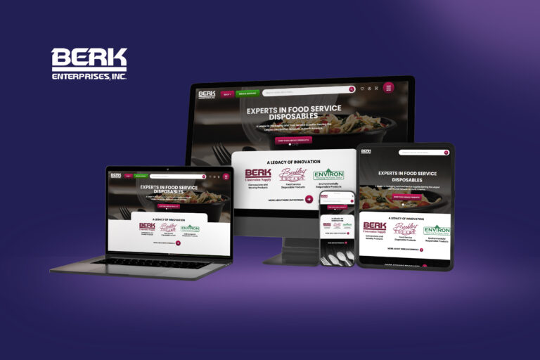 Berk Enterprises website displayed on multiple devices.
