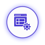 Icon depicting a website window with a gear, symbolizing settings or configuration options.
