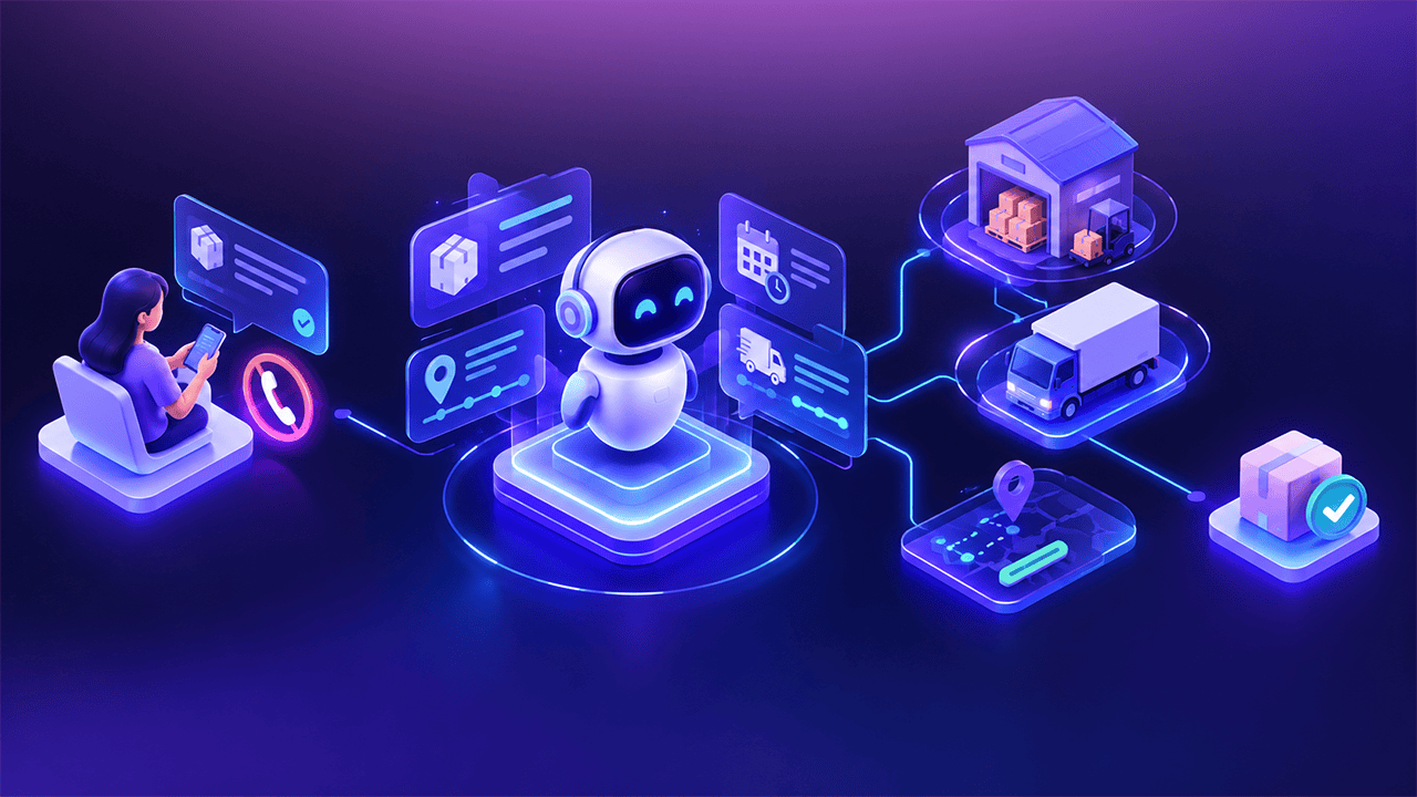 Order tracking chatbot automating shipment updates, delivery status, warehouse coordination, and customer order tracking.